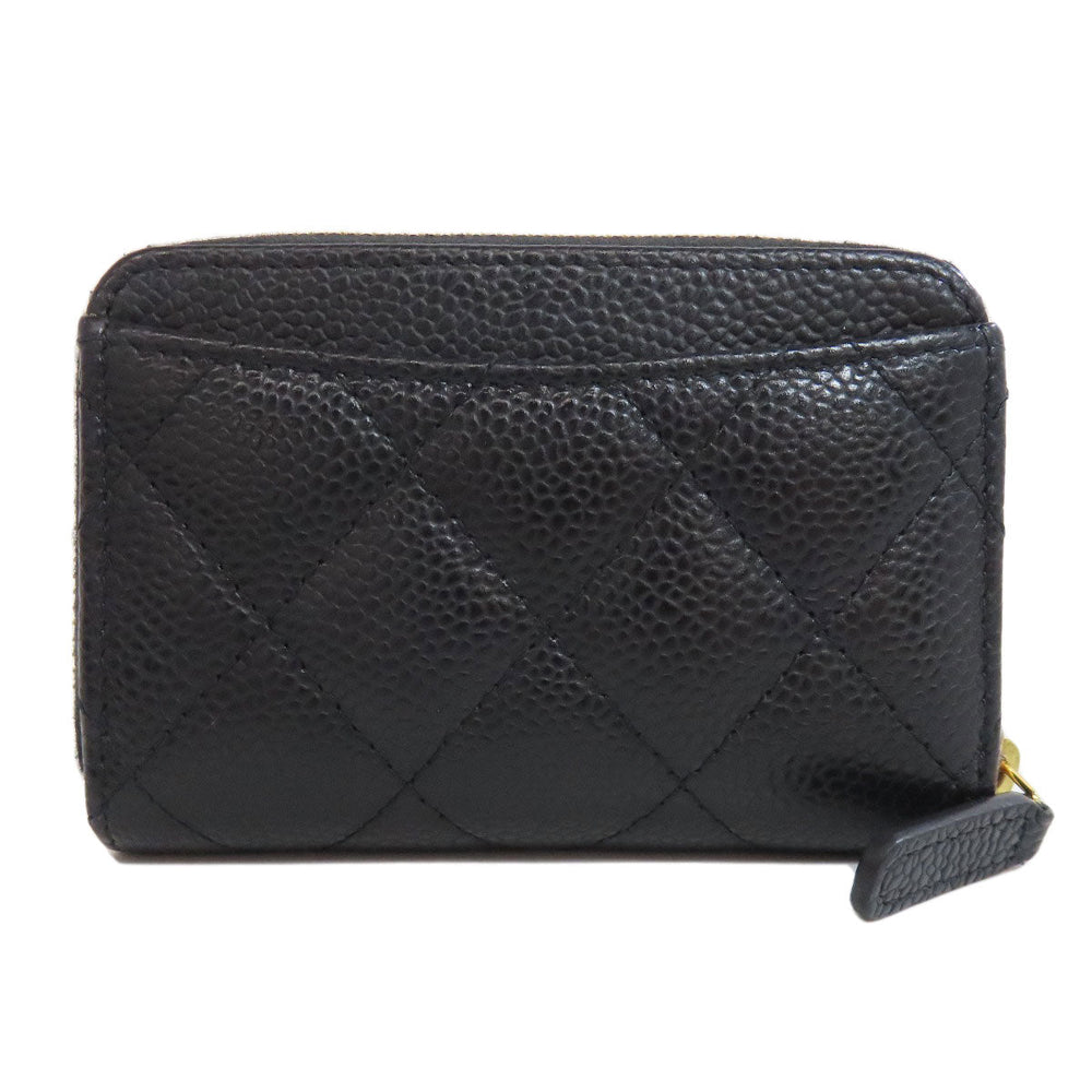 CHANEL Coin case Grained Calfskin Skin black Matelasse COCO Mark Gold Metal