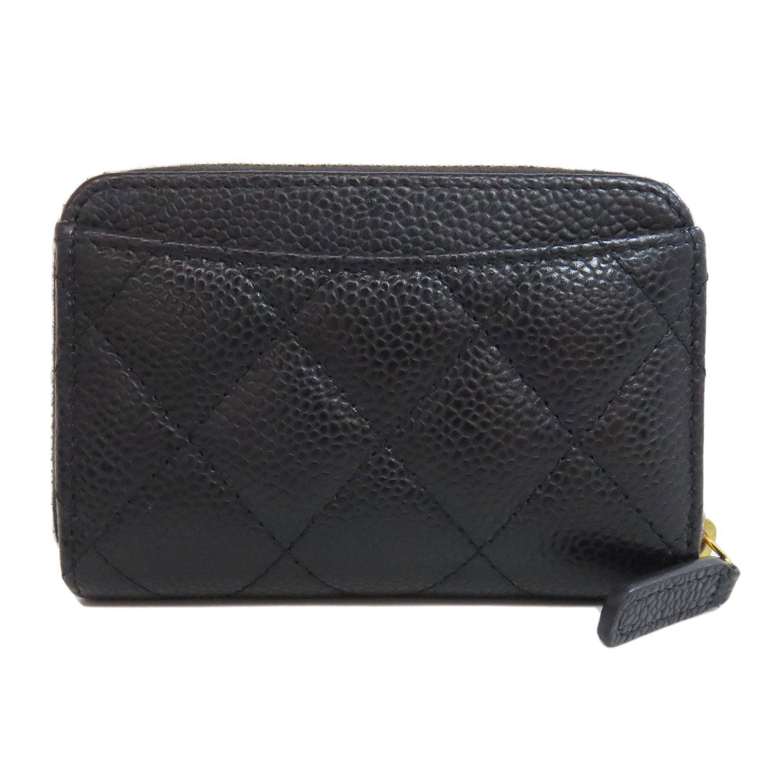 CHANEL Coin case Grained Calfskin Skin black Matelasse COCO Mark Gold Metal