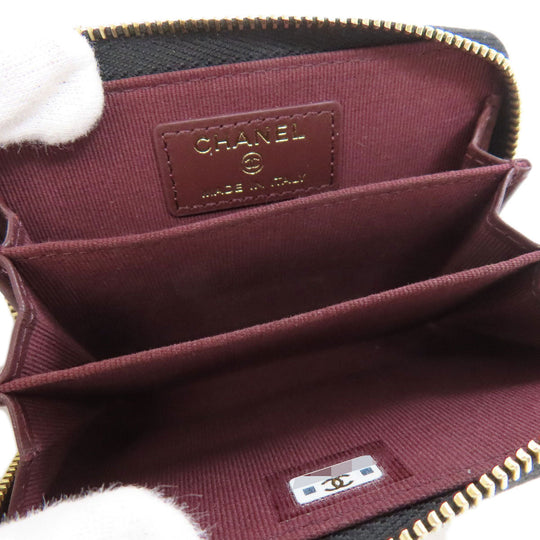 CHANEL Coin case Grained Calfskin Skin black Matelasse COCO Mark Gold Metal
