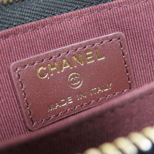 CHANEL Coin case Grained Calfskin Skin black Matelasse COCO Mark Gold Metal