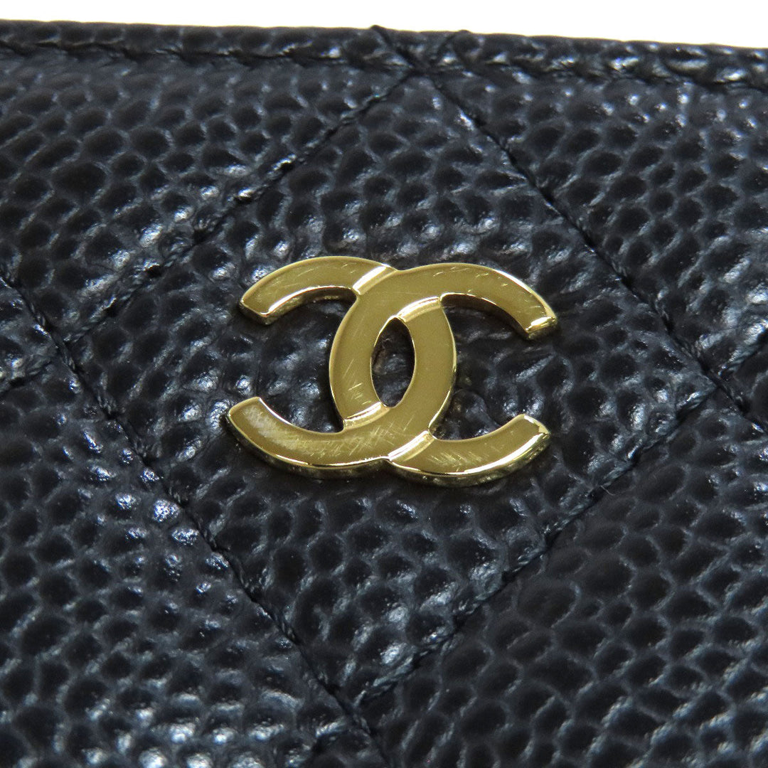 CHANEL Coin case Grained Calfskin Skin black Matelasse COCO Mark Gold Metal
