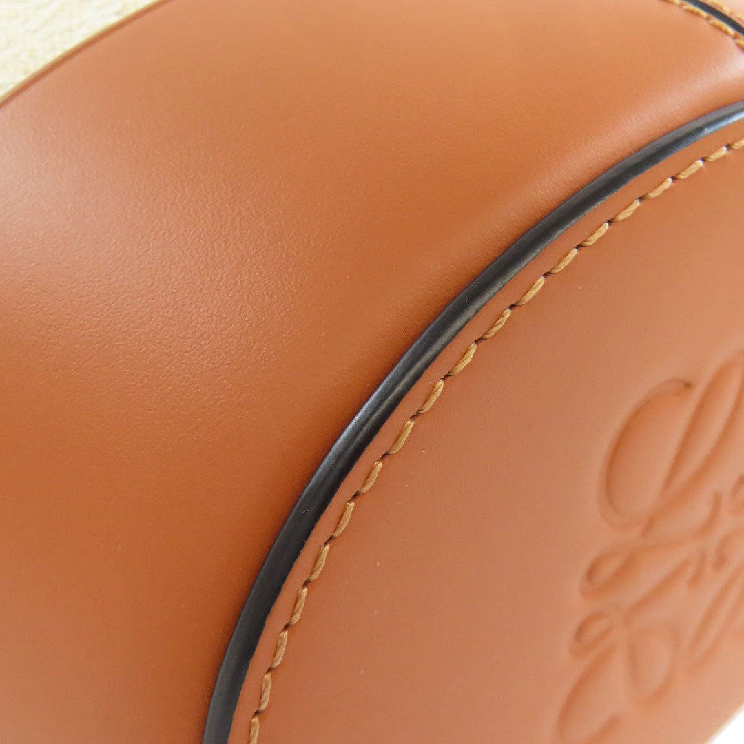 LOEWE Handbag Canvas, Leather Brown Balloon Shoulder 2WAY Women Used Authentic