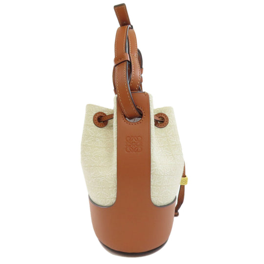 LOEWE Handbag Canvas, Leather Brown Balloon Shoulder 2WAY Women Used Authentic