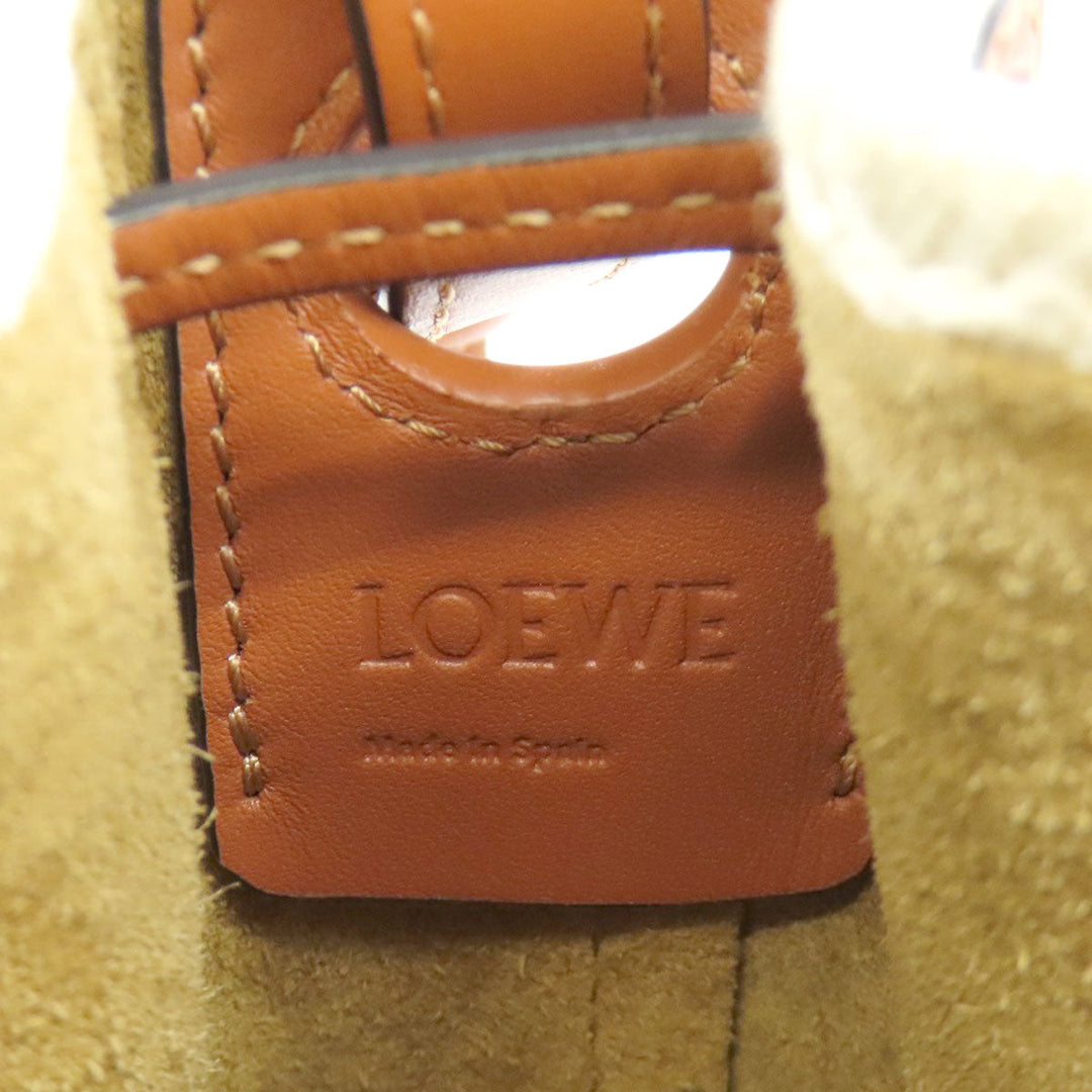 LOEWE Handbag Canvas, Leather Brown Balloon Shoulder 2WAY Women Used Authentic