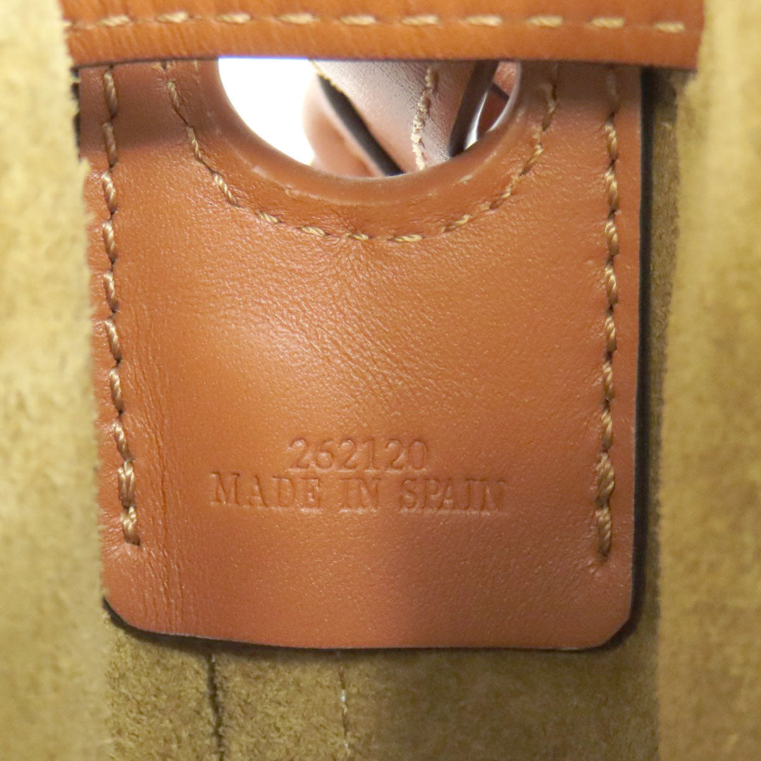 LOEWE Handbag Canvas, Leather Brown Balloon Shoulder 2WAY Women Used Authentic