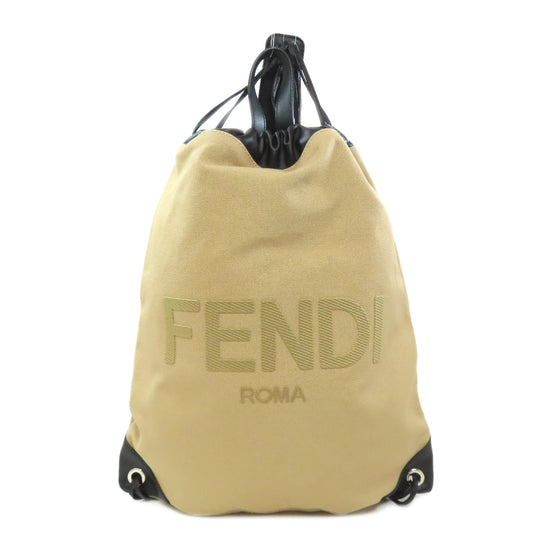 FENDI Backpack canvas beige logo Women Used Authentic