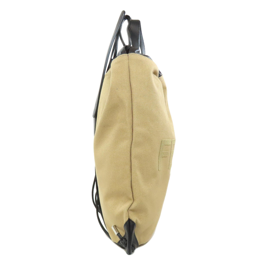FENDI Backpack canvas beige logo Women Used Authentic