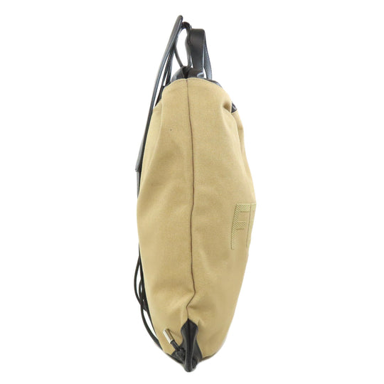 FENDI Backpack canvas beige logo Women Used Authentic