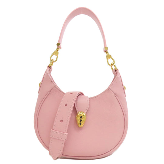 BVLGARI Handbag leather pink Semperti Ellipse Small 2WAY Women Used Authentic