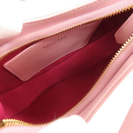 BVLGARI Handbag leather pink Semperti Ellipse Small 2WAY Women Used Authentic