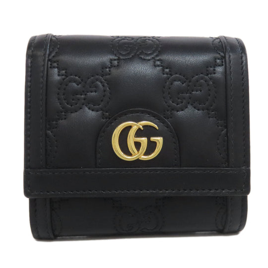 GUCCI Bifold Wallet 723799 leather black GG matelasse