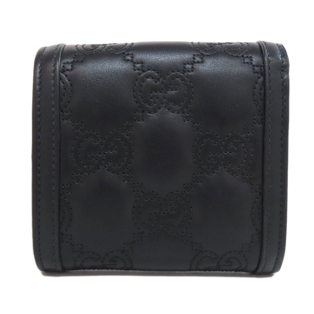 GUCCI Bifold Wallet 723799 leather black GG matelasse