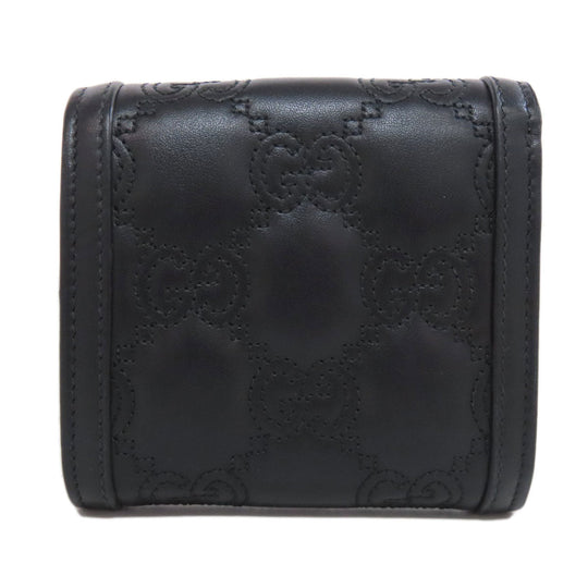 GUCCI Bifold Wallet 723799 leather black GG matelasse