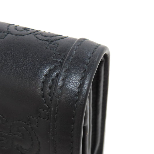 GUCCI Bifold Wallet 723799 leather black GG matelasse