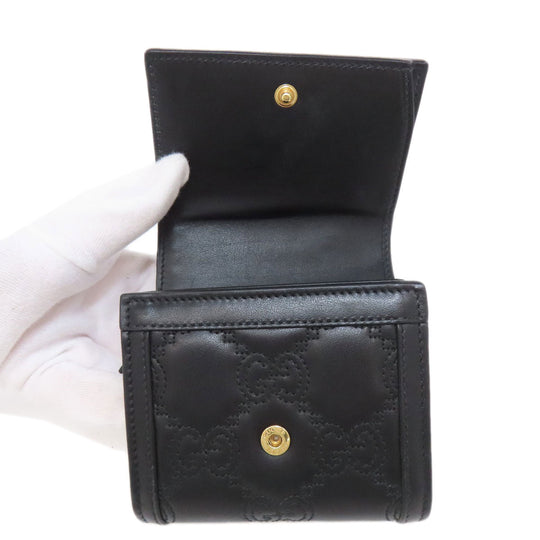 GUCCI Bifold Wallet 723799 leather black GG matelasse