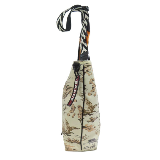 BALLY Tote Bag canvas beige Flower animal motif 2WAY