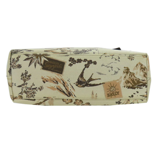 BALLY Tote Bag canvas beige Flower animal motif 2WAY