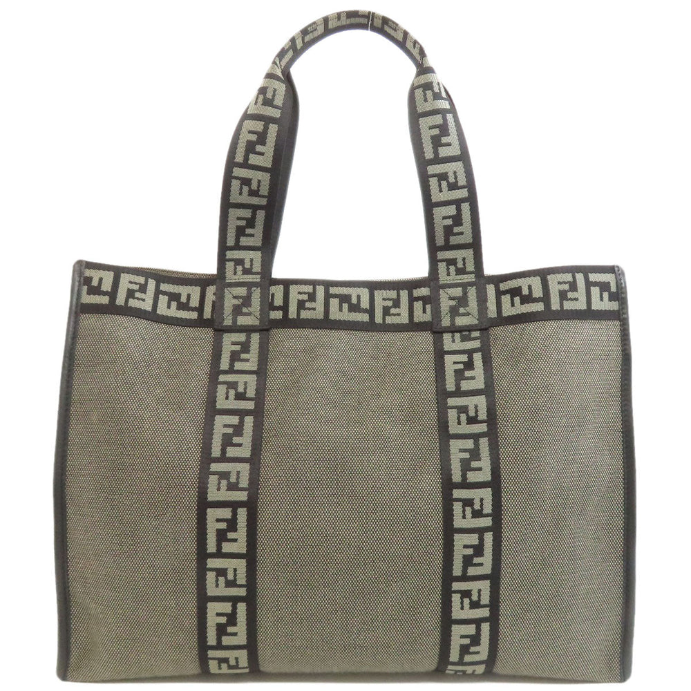 FENDI Handbag canvas gray logo
