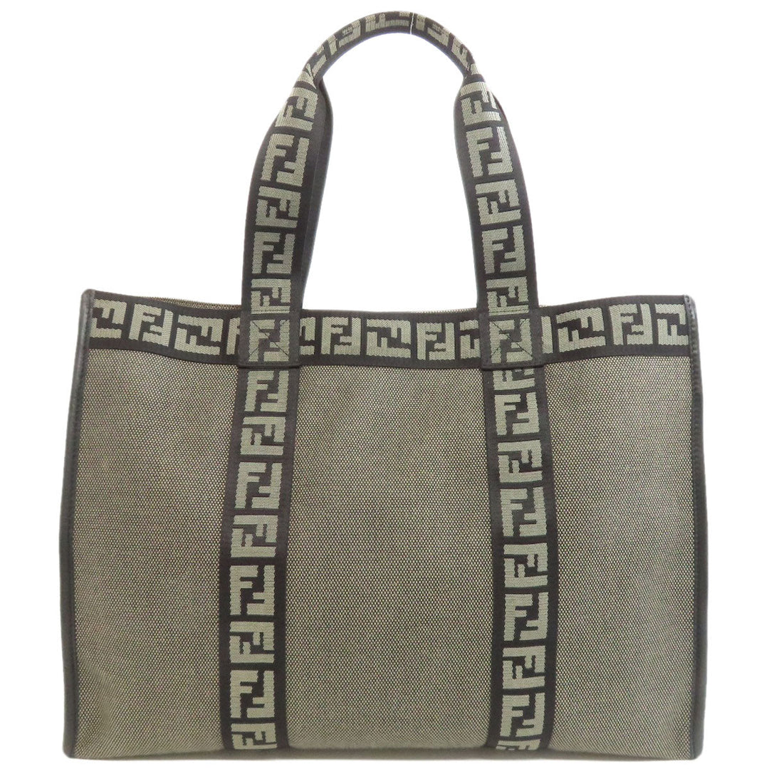 FENDI Handbag canvas gray logo