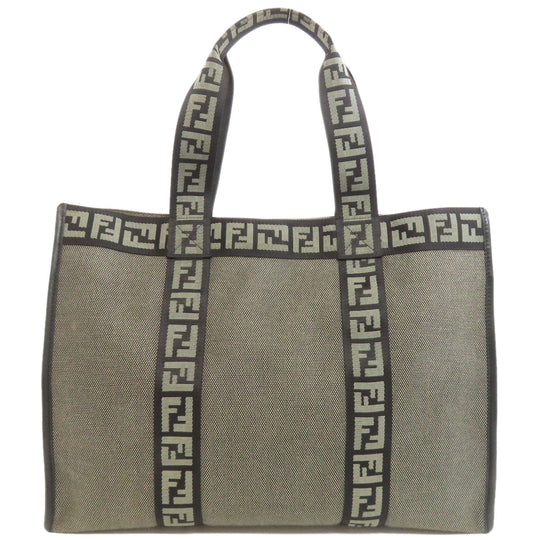 FENDI Handbag canvas gray logo