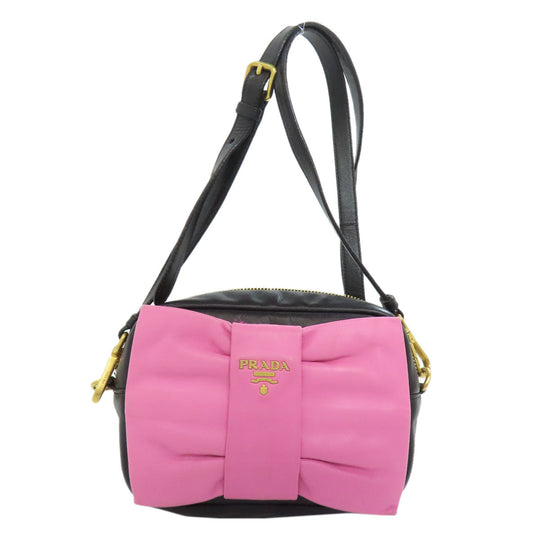 PRADA Shoulder Bag Calfskin black Fiocco Women Used Authentic