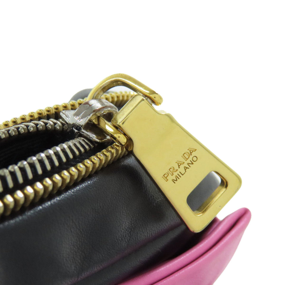 PRADA Shoulder Bag Calfskin black Fiocco Women Used Authentic