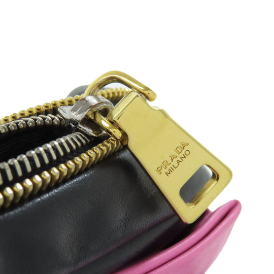 PRADA Shoulder Bag Calfskin black Fiocco Women Used Authentic