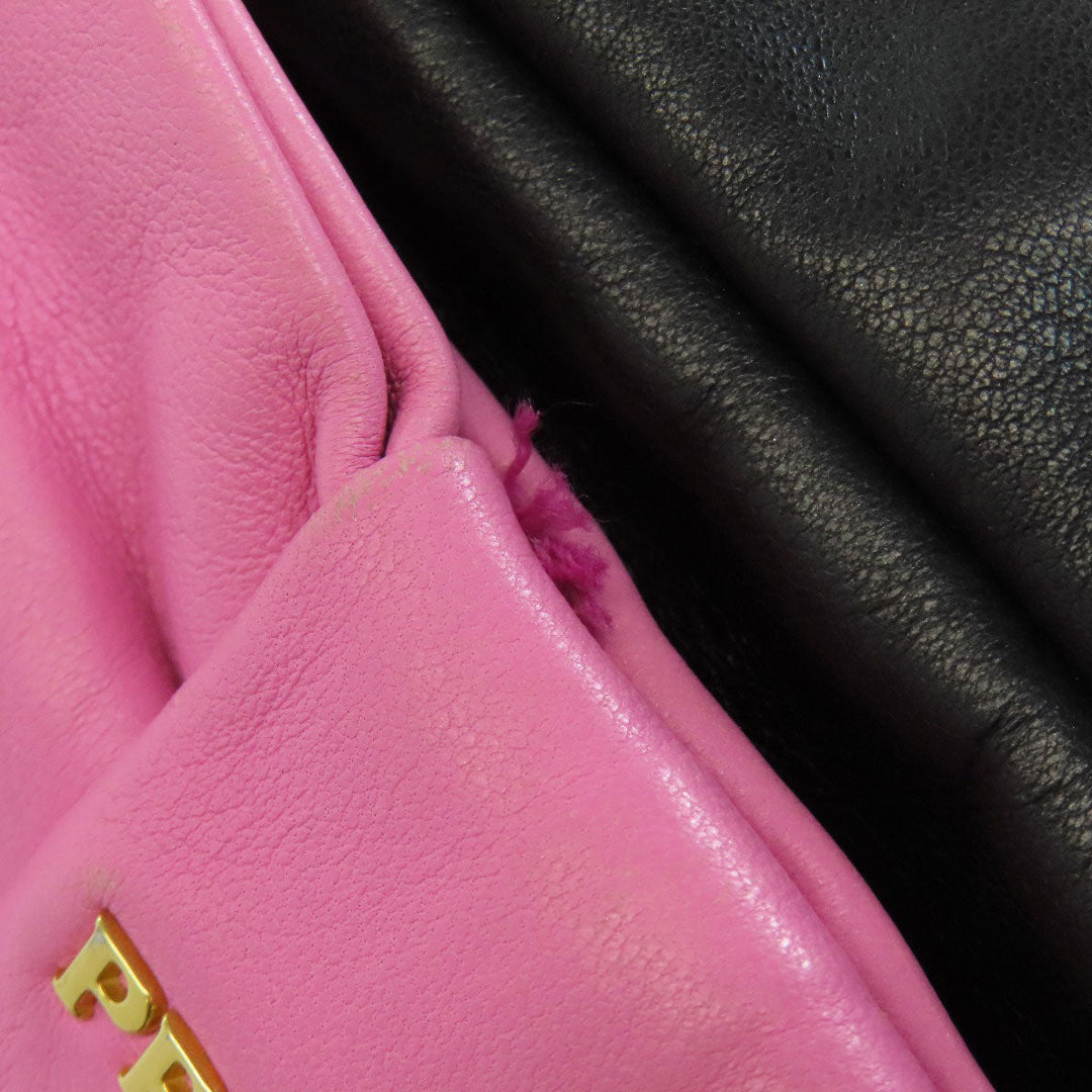 PRADA Shoulder Bag Calfskin black Fiocco Women Used Authentic
