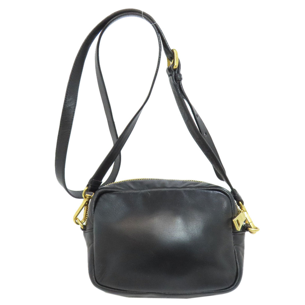 PRADA Shoulder Bag Calfskin black Fiocco Women Used Authentic
