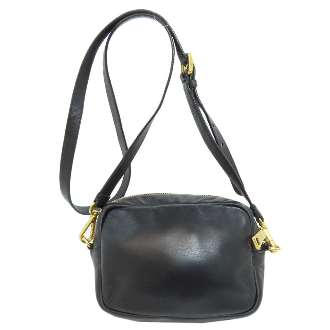 PRADA Shoulder Bag Calfskin black Fiocco Women Used Authentic
