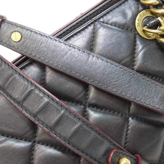 CHANEL Shoulder Bag lambskin black Chain Bag Matelasse Gold Metal Women Used Authentic