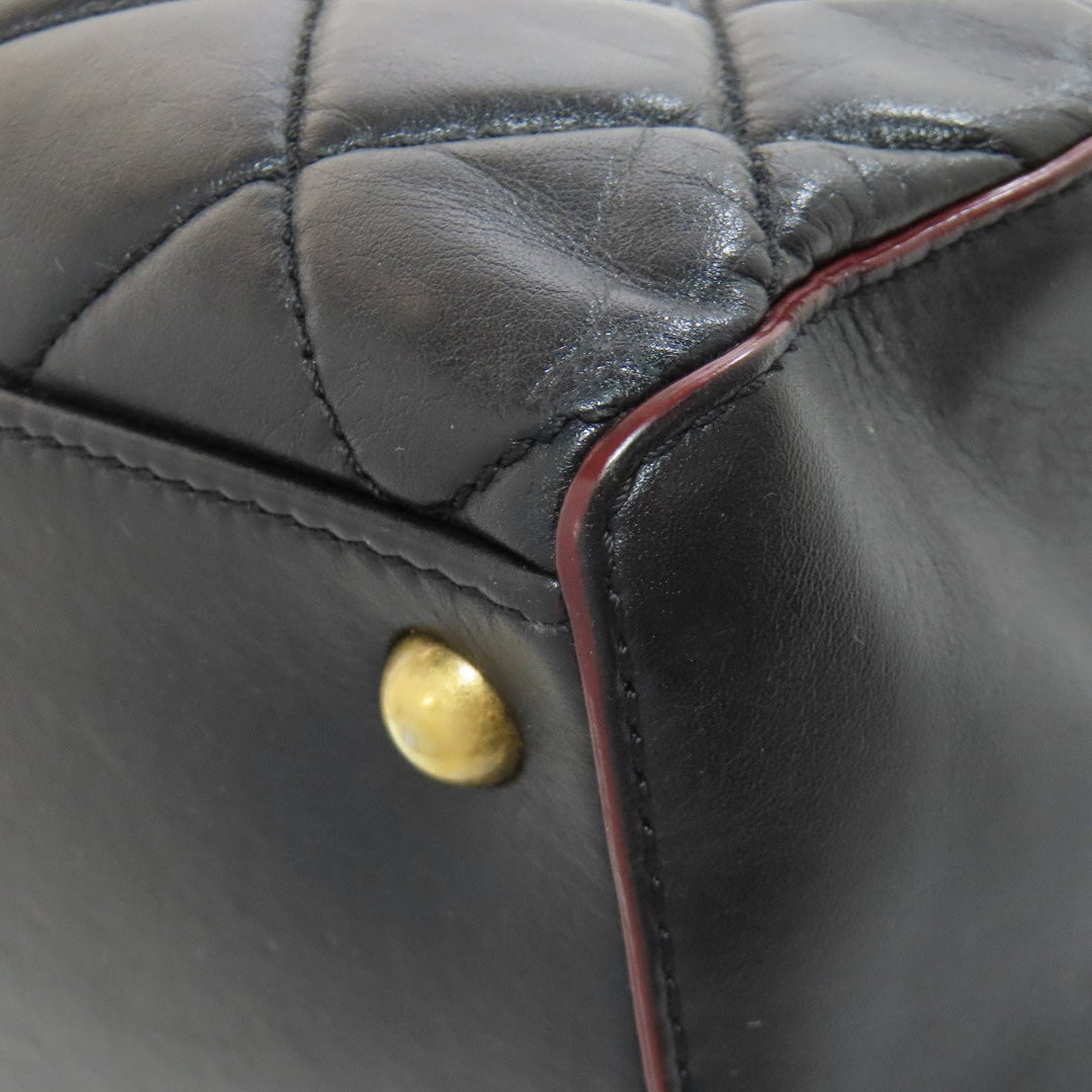 CHANEL Shoulder Bag lambskin black Chain Bag Matelasse Gold Metal Women Used Authentic