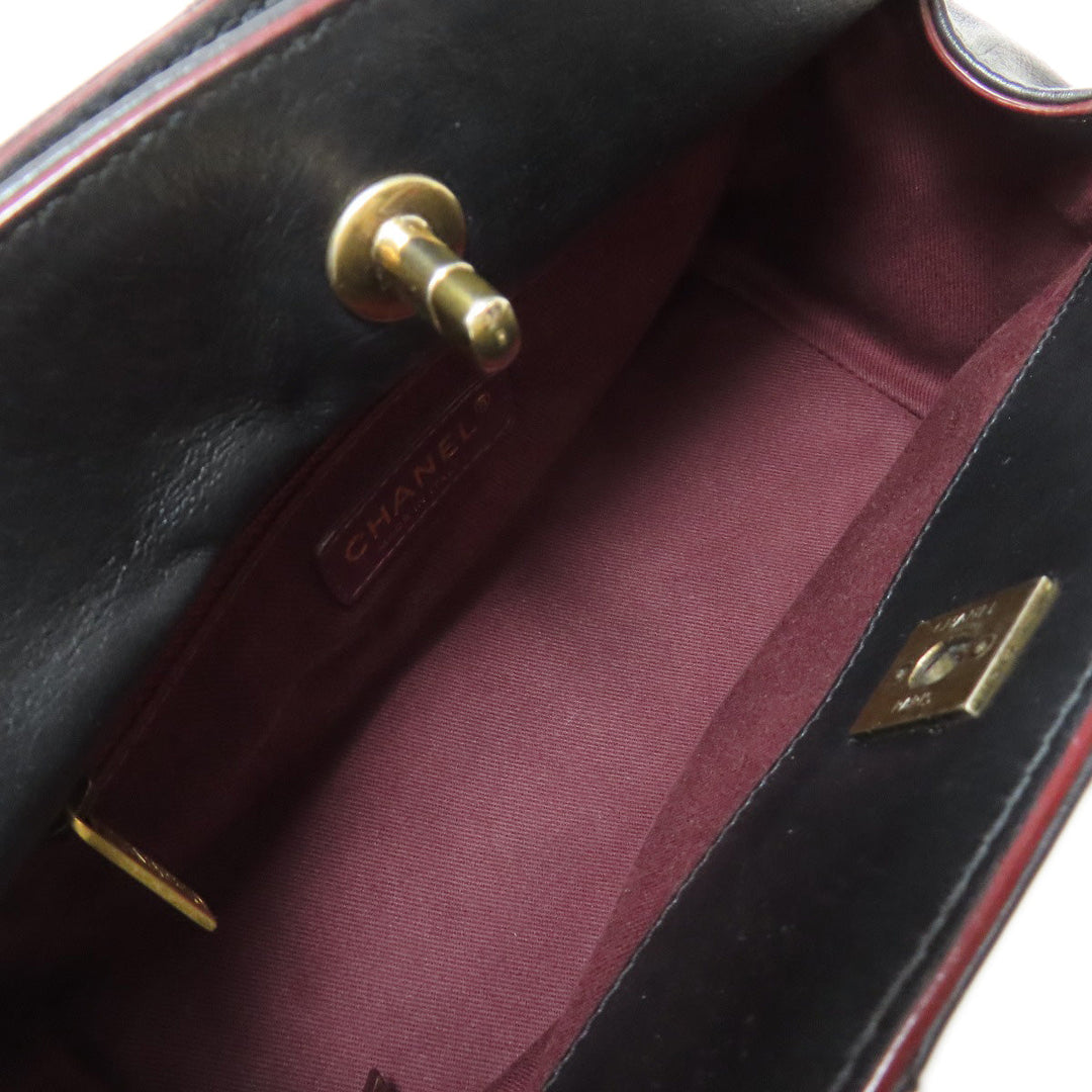 CHANEL Shoulder Bag lambskin black Chain Bag Matelasse Gold Metal Women Used Authentic