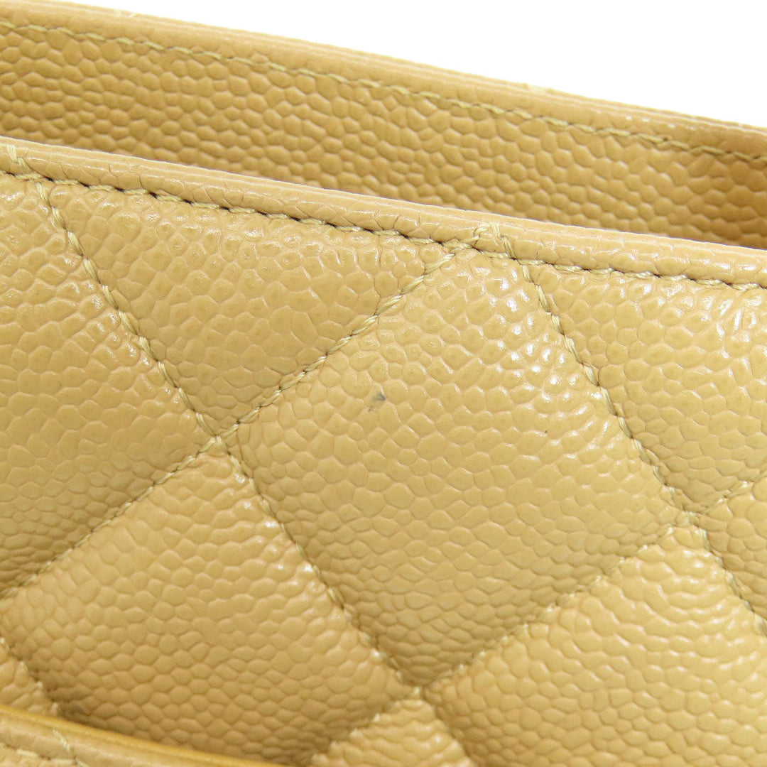 CHANEL Tote Bag Grained Calfskin Skin beige Replica Tote Gold Metal Women Used Authentic