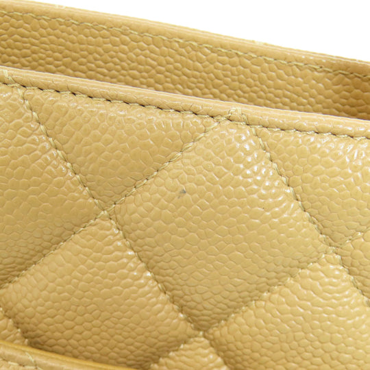 CHANEL Tote Bag Grained Calfskin Skin beige Replica Tote Gold Metal Women Used Authentic