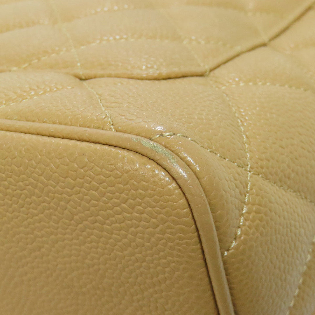 CHANEL Tote Bag Grained Calfskin Skin beige Replica Tote Gold Metal Women Used Authentic