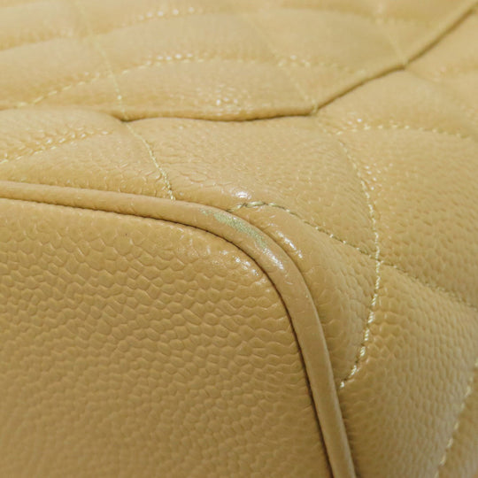 CHANEL Tote Bag Grained Calfskin Skin beige Replica Tote Gold Metal Women Used Authentic