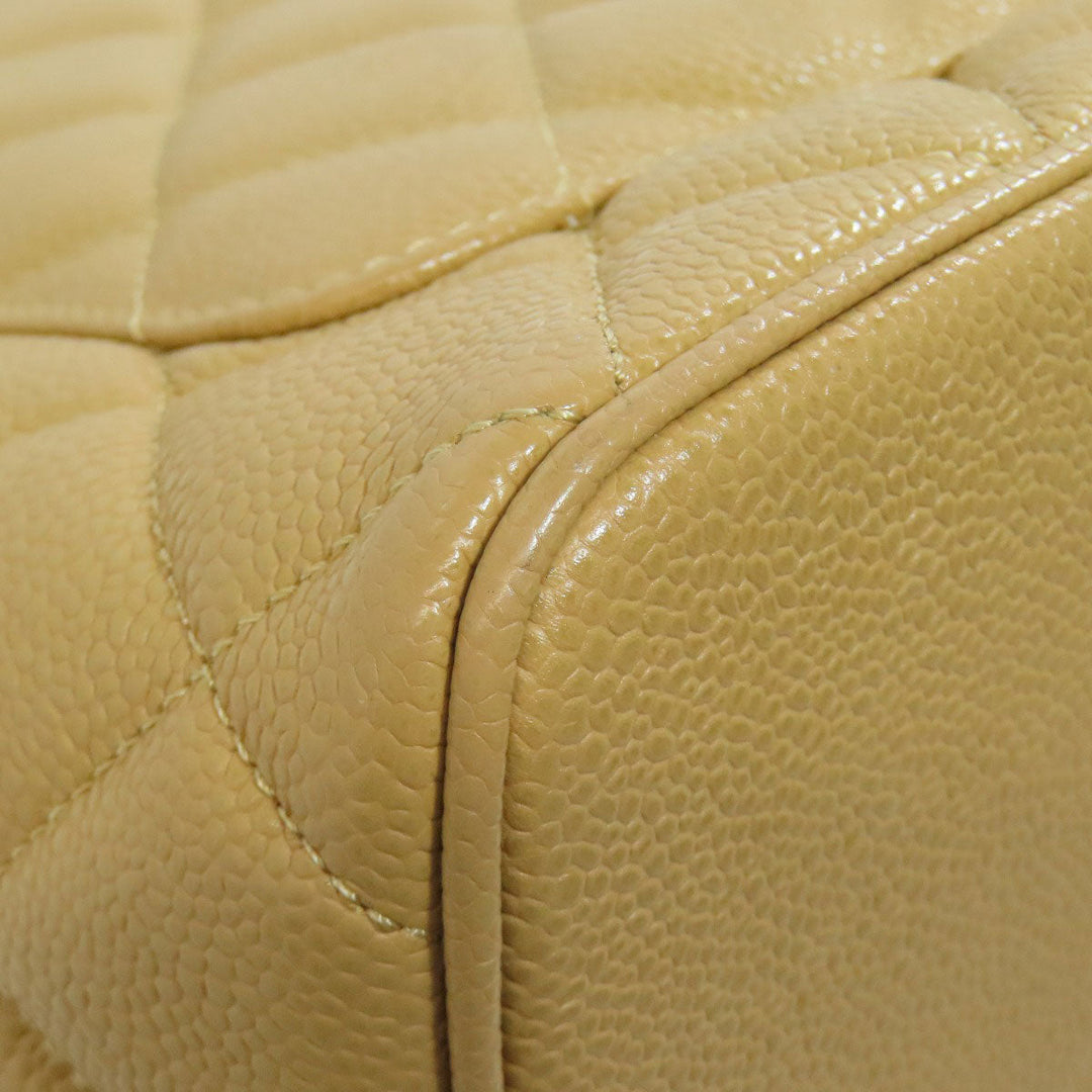 CHANEL Tote Bag Grained Calfskin Skin beige Replica Tote Gold Metal Women Used Authentic