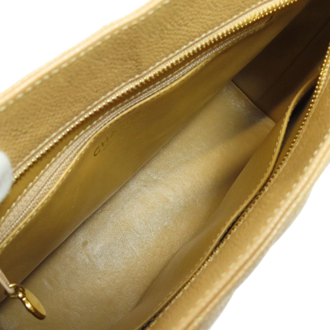 CHANEL Tote Bag Grained Calfskin Skin beige Replica Tote Gold Metal Women Used Authentic