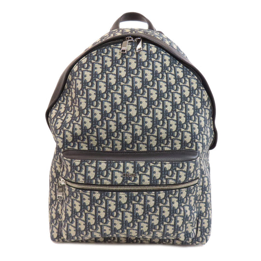 Christian Dior Backpack canvas blue Trotter Pattern Women Used Authentic