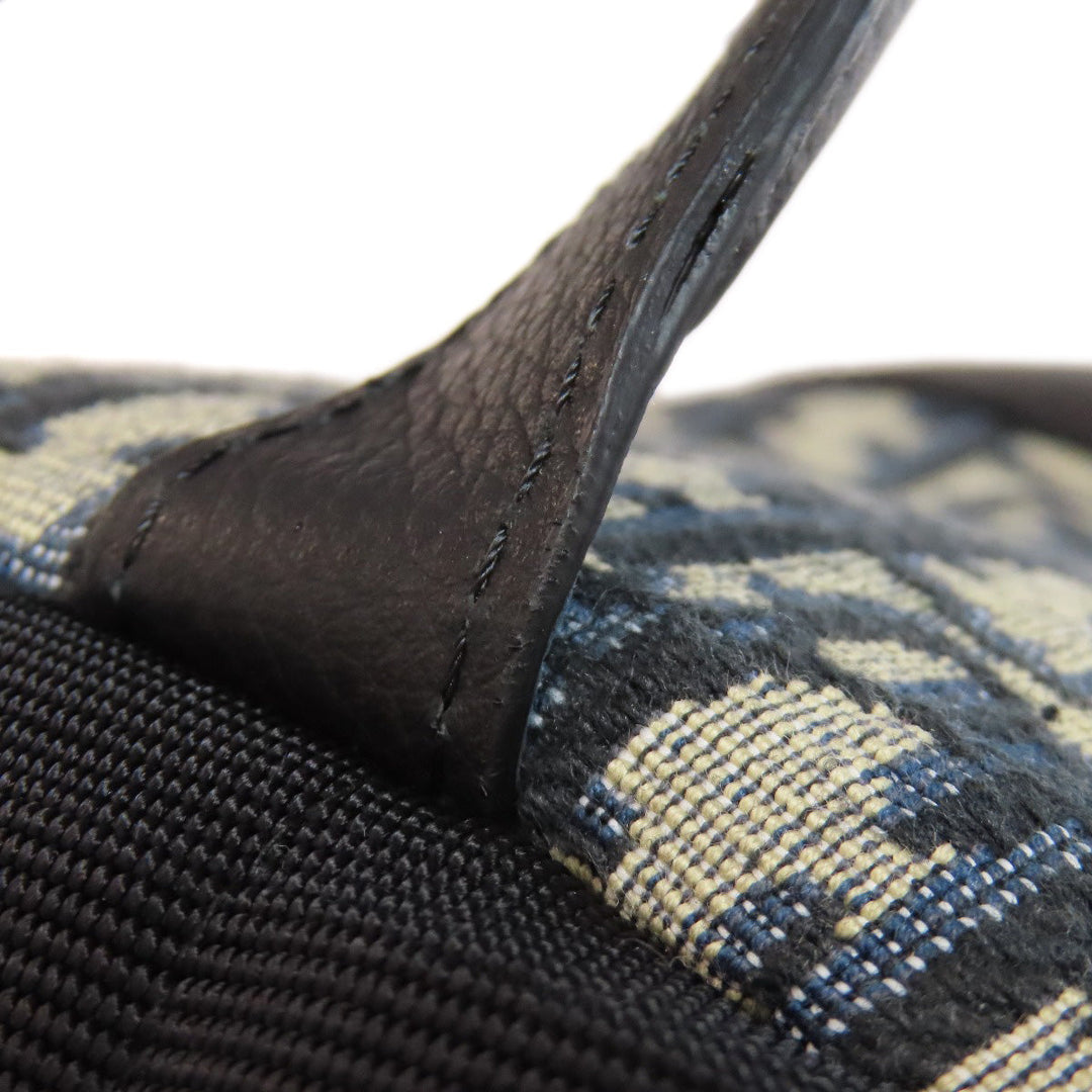 Christian Dior Backpack canvas blue Trotter Pattern Women Used Authentic