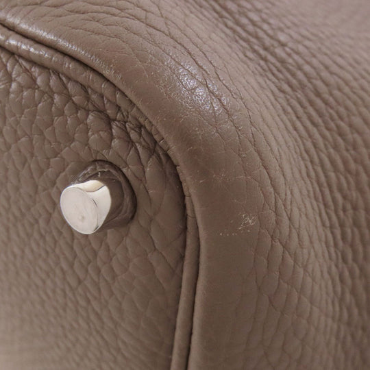 HERMES Handbag Taurillon Clemence beige Picotin Lock PM Etoupe SilverMetal Women Used Authentic