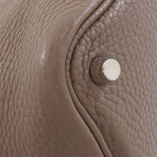 HERMES Handbag Taurillon Clemence beige Picotin Lock PM Etoupe SilverMetal Women Used Authentic