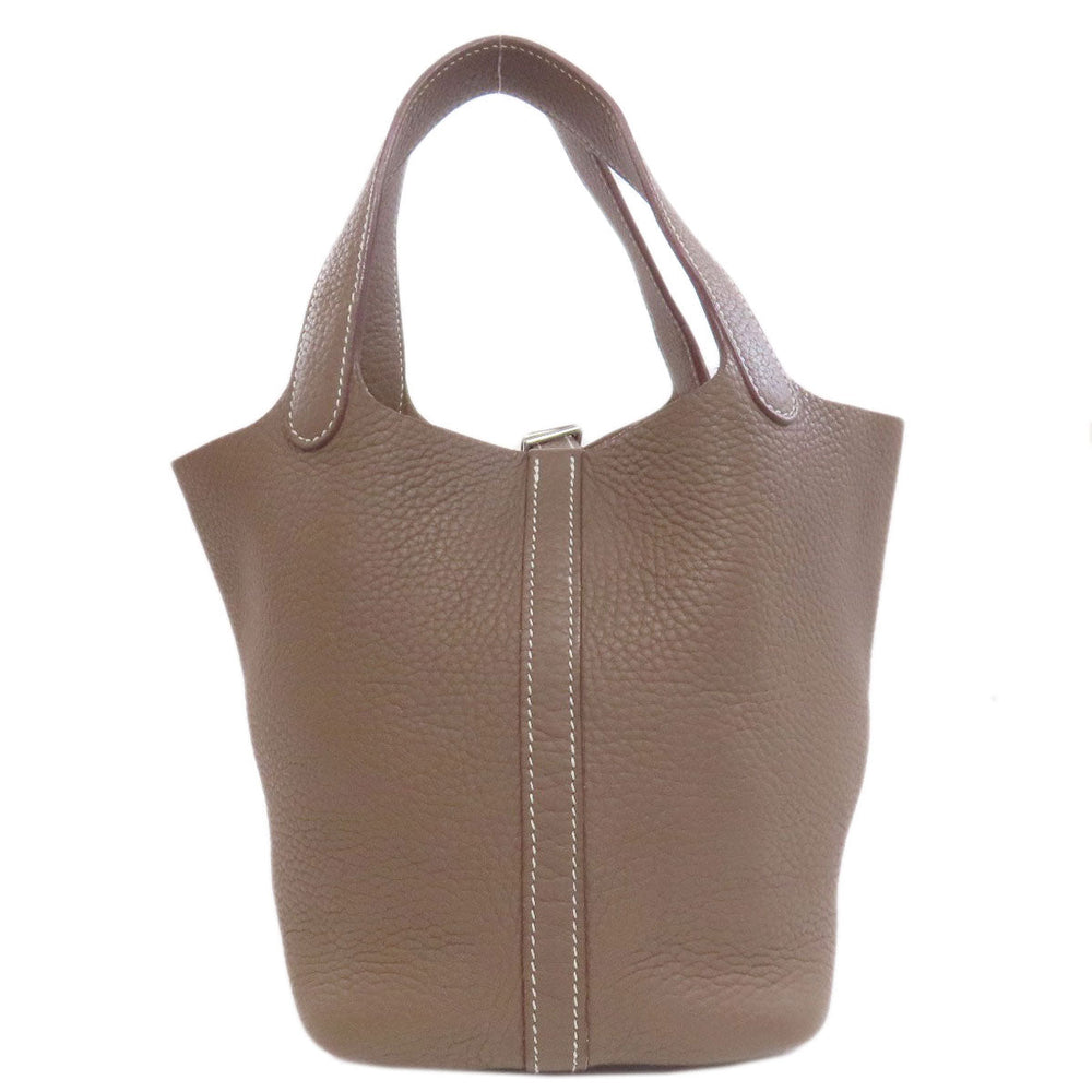 HERMES Handbag Taurillon Clemence beige Picotin Lock PM Etoupe SilverMetal Women Used Authentic