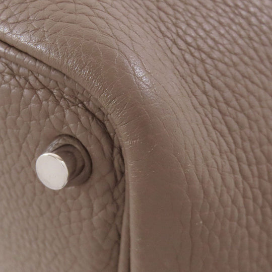 HERMES Handbag Taurillon Clemence beige Picotin Lock PM Etoupe SilverMetal Women Used Authentic