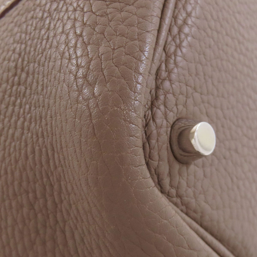 HERMES Handbag Taurillon Clemence beige Picotin Lock PM Etoupe SilverMetal Women Used Authentic