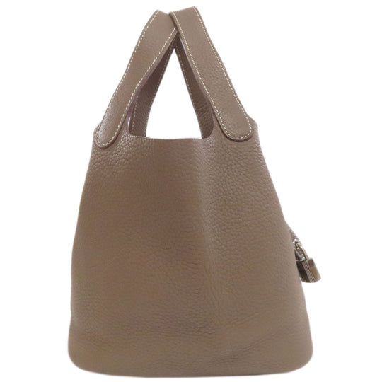 HERMES Handbag Taurillon Clemence beige Picotin Lock PM Etoupe SilverMetal Women Used Authentic