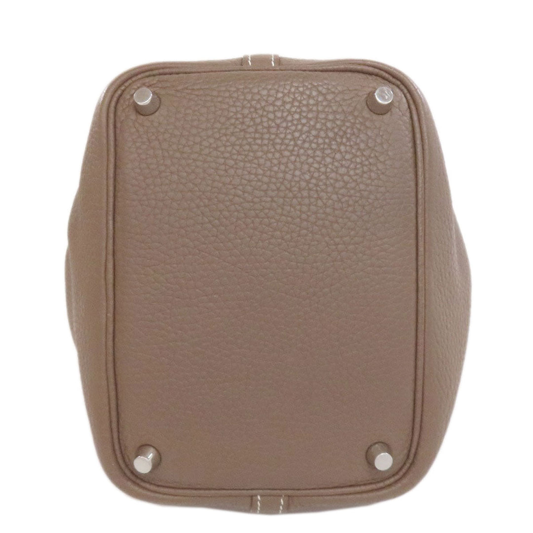 HERMES Handbag Taurillon Clemence beige Picotin Lock PM Etoupe SilverMetal Women Used Authentic