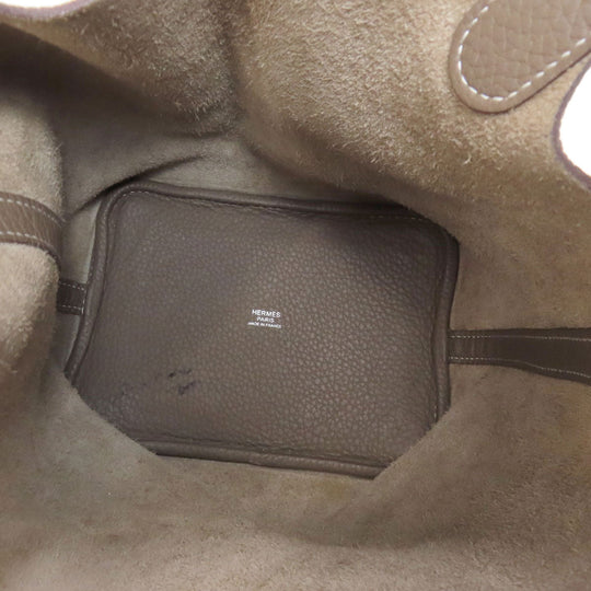 HERMES Handbag Taurillon Clemence beige Picotin Lock PM Etoupe SilverMetal Women Used Authentic