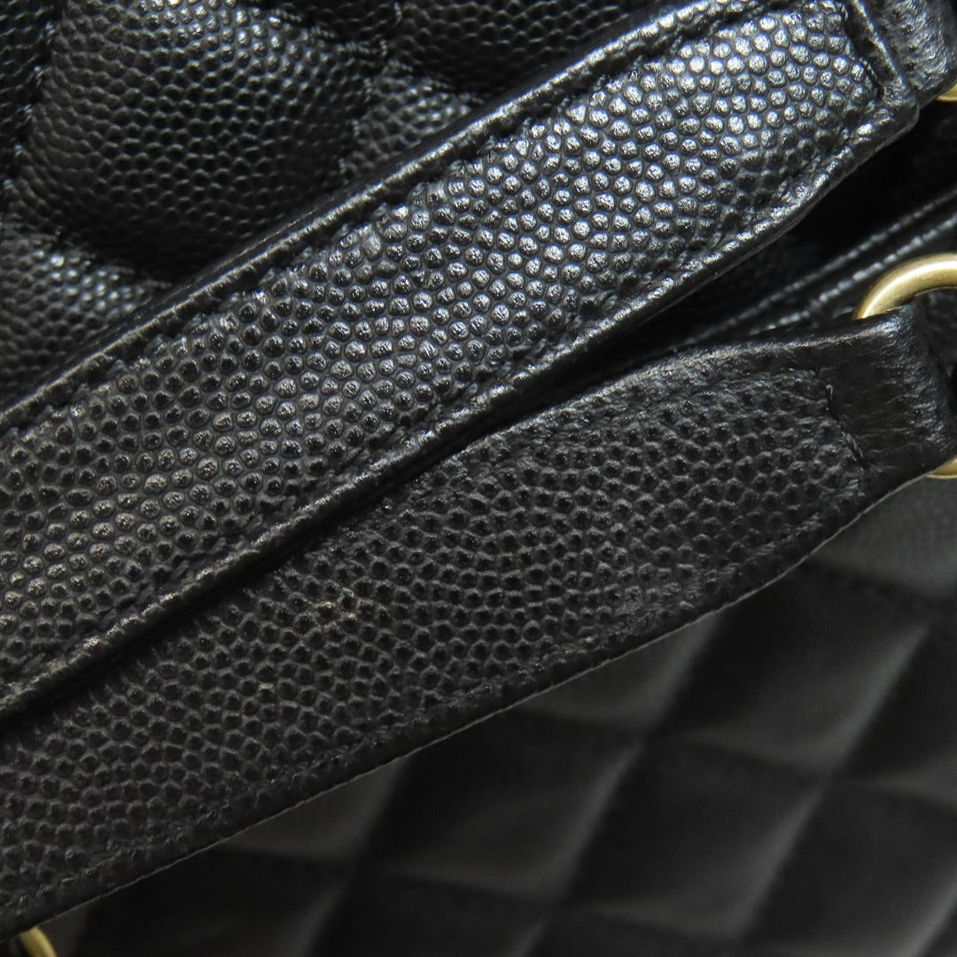 CHANEL Tote Bag Grained Calfskin Skin black Matelasse ChainShoulder Gold Metal Women Used Authentic